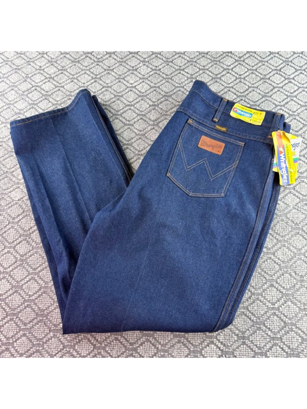 Vintage Wrangler Blue Straight Leg Cowboy Cut Sz 46 Medium Length NWT Deadstock